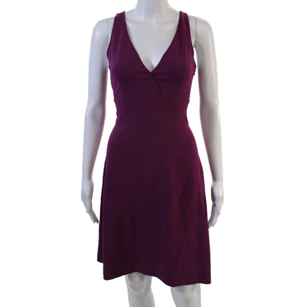 Moschino Cheap & Chic Women A-Line Fit & Flare Purple V-Neck Dress Size S